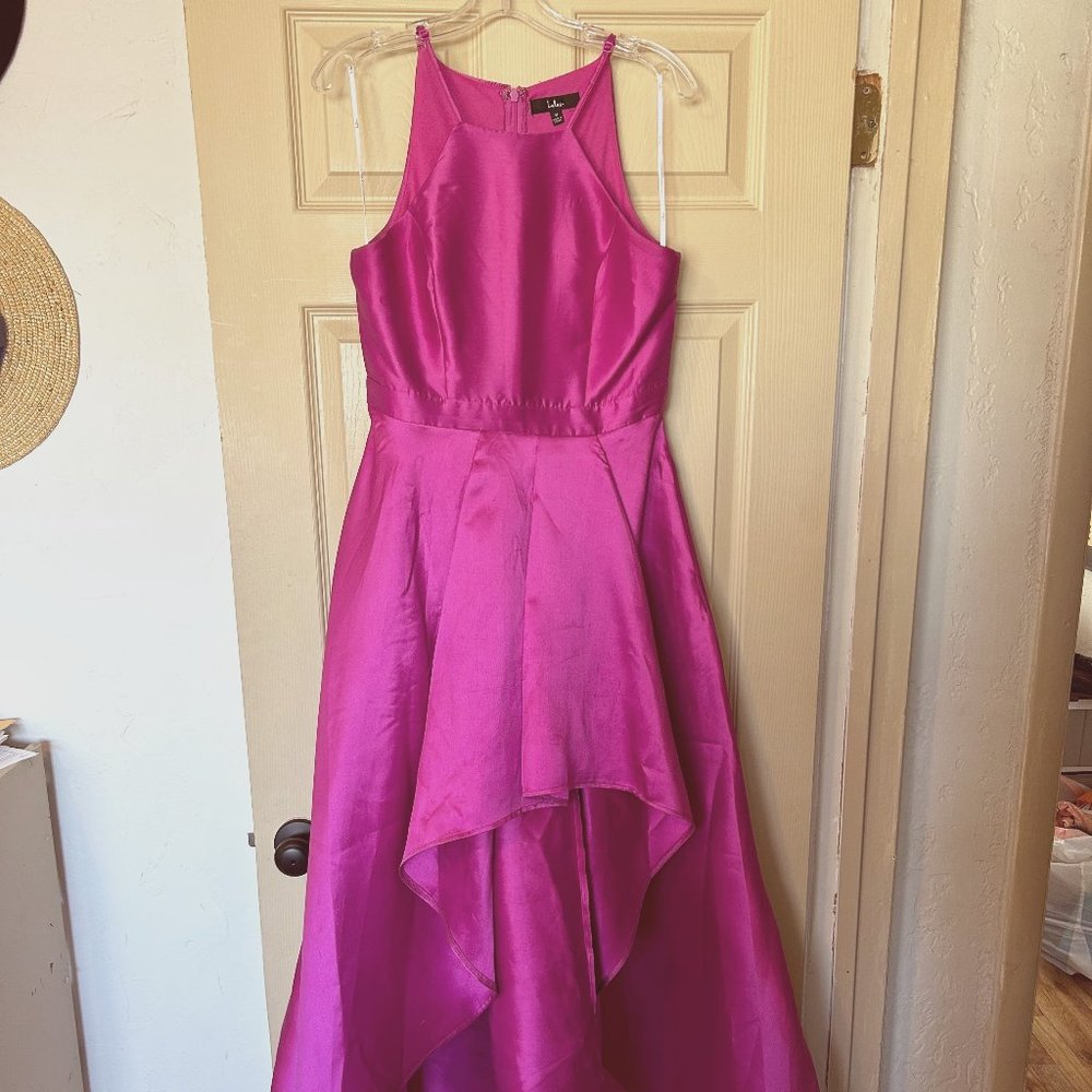 Lulu's Broadway Show Magenta High-Low Maxi Dress